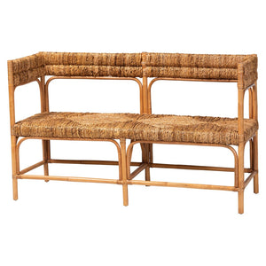 Baxton Studio bali Adisa Natural Rattan Bench - Handcrafted Coastal Boho Accent with Woven Seagrass Seating, 55.5" W Adisa-Light Honey Rattan-Bench
