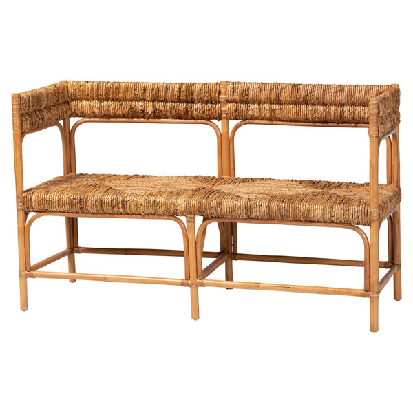 Baxton Studio bali Adisa Natural Rattan Bench - Handcrafted Coastal Boho Accent with Woven Seagrass Seating, 55.5" W Adisa-Light Honey Rattan-Bench