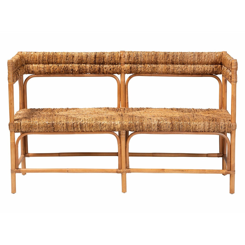 Baxton Studio bali Adisa Natural Rattan Bench - Handcrafted Coastal Boho Accent with Woven Seagrass Seating, 55.5" W Adisa-Light Honey Rattan-Bench