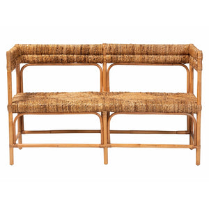 Baxton Studio bali Adisa Natural Rattan Bench - Handcrafted Coastal Boho Accent with Woven Seagrass Seating, 55.5" W Adisa-Light Honey Rattan-Bench