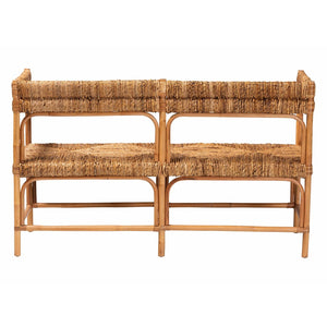 Baxton Studio bali Adisa Natural Rattan Bench - Handcrafted Coastal Boho Accent with Woven Seagrass Seating, 55.5" W Adisa-Light Honey Rattan-Bench