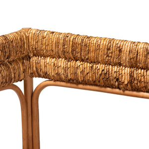 Baxton Studio bali Adisa Natural Rattan Bench - Handcrafted Coastal Boho Accent with Woven Seagrass Seating, 55.5" W Adisa-Light Honey Rattan-Bench