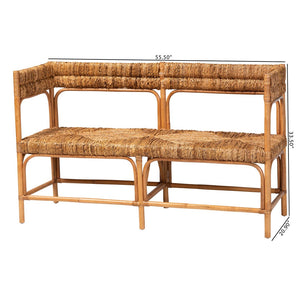 Baxton Studio bali Adisa Natural Rattan Bench - Handcrafted Coastal Boho Accent with Woven Seagrass Seating, 55.5" W Adisa-Light Honey Rattan-Bench