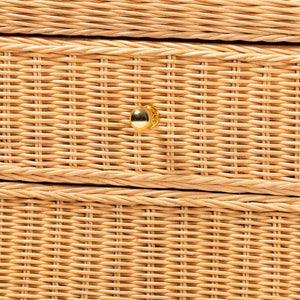 Baxton Studio bali Chica Scalloped Rattan Console Table - Handcrafted Coastal Boho Accent Table with Drawer Chica-Light Honey Wicker-End Table