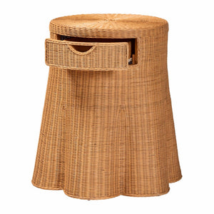 Baxton Studio bali & pari Handwoven Rattan Console Table with Drawer - Coastal Boho Accent Table for Home Decor Dayo-Light Honey Wicker-End Table