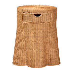 Baxton Studio bali & pari Handwoven Rattan Console Table with Drawer - Coastal Boho Accent Table for Home Decor Dayo-Light Honey Wicker-End Table