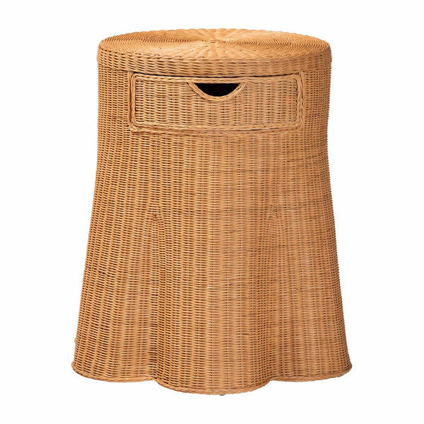 Baxton Studio bali & pari Handwoven Rattan Console Table with Drawer - Coastal Boho Accent Table for Home Decor Dayo-Light Honey Wicker-End Table