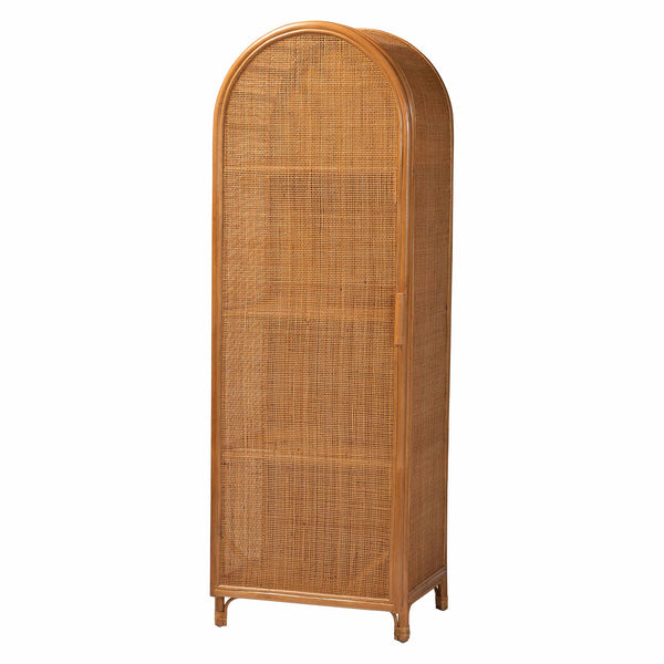 Baxton Studio Paloma Natural Rattan Decorative Cabinet - Handcrafted Bohemian Storage Solution For Any Room Light Honey Natural Rattan,Plywood(Underneath Shelves,Backside) Ayou-light Honey Rattan-tall Cabinet