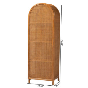 Baxton Studio Paloma Natural Rattan Decorative Cabinet - Handcrafted Bohemian Storage Solution For Any Room Light Honey Natural Rattan,Plywood(Underneath Shelves,Backside) Ayou-light Honey Rattan-tall Cabinet