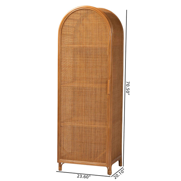 Baxton Studio Paloma Natural Rattan Decorative Cabinet - Handcrafted Bohemian Storage Solution For Any Room Light Honey Natural Rattan,Plywood(Underneath Shelves,Backside) Ayou-light Honey Rattan-tall Cabinet