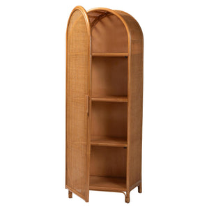 Baxton Studio Paloma Natural Rattan Decorative Cabinet - Handcrafted Bohemian Storage Solution For Any Room Light Honey Natural Rattan,Plywood(Underneath Shelves,Backside) Ayou-light Honey Rattan-tall Cabinet