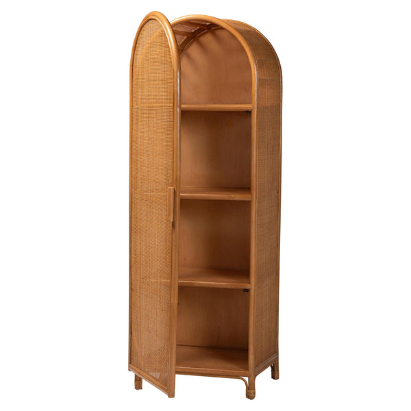 Baxton Studio Paloma Natural Rattan Decorative Cabinet - Handcrafted Bohemian Storage Solution For Any Room Light Honey Natural Rattan,Plywood(Underneath Shelves,Backside) Ayou-light Honey Rattan-tall Cabinet