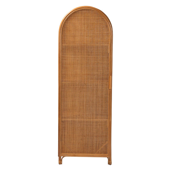 Baxton Studio Paloma Natural Rattan Decorative Cabinet - Handcrafted Bohemian Storage Solution For Any Room Light Honey Natural Rattan,Plywood(Underneath Shelves,Backside) Ayou-light Honey Rattan-tall Cabinet