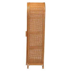 Baxton Studio Paloma Natural Rattan Decorative Cabinet - Handcrafted Bohemian Storage Solution For Any Room Light Honey Natural Rattan,Plywood(Underneath Shelves,Backside) Ayou-light Honey Rattan-tall Cabinet