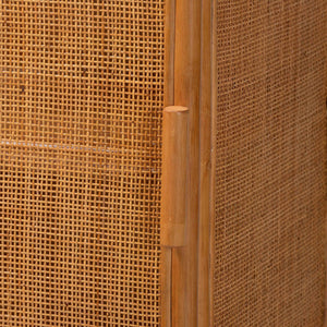 Baxton Studio Paloma Natural Rattan Decorative Cabinet - Handcrafted Bohemian Storage Solution For Any Room Light Honey Natural Rattan,Plywood(Underneath Shelves,Backside) Ayou-light Honey Rattan-tall Cabinet