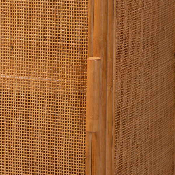 Baxton Studio Paloma Natural Rattan Decorative Cabinet - Handcrafted Bohemian Storage Solution For Any Room Light Honey Natural Rattan,Plywood(Underneath Shelves,Backside) Ayou-light Honey Rattan-tall Cabinet