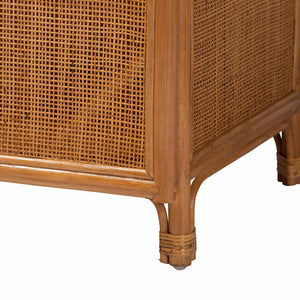 Baxton Studio Paloma Natural Rattan Decorative Cabinet - Handcrafted Bohemian Storage Solution For Any Room Light Honey Natural Rattan,Plywood(Underneath Shelves,Backside) Ayou-light Honey Rattan-tall Cabinet