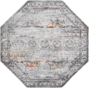 Unique Loom Finsbury Charlotte Machine Made Abstract Rug Multi, Gray/Orange/Ivory/Olive/Brown/Blue/Yellow 7' 10" x 7' 10"