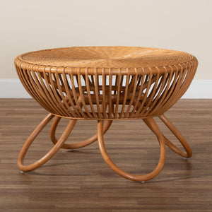 Baxton Studio bali Bali Natural Rattan Coffee Table - Handcrafted Boho Accent with Splayed Legs, Sustainable Charm Abel-Light Honey Rattan Coffee Table