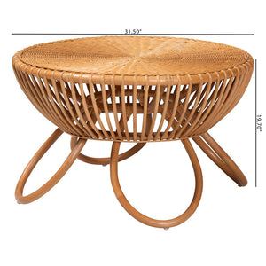 Baxton Studio bali Bali Natural Rattan Coffee Table - Handcrafted Boho Accent with Splayed Legs, Sustainable Charm Abel-Light Honey Rattan Coffee Table