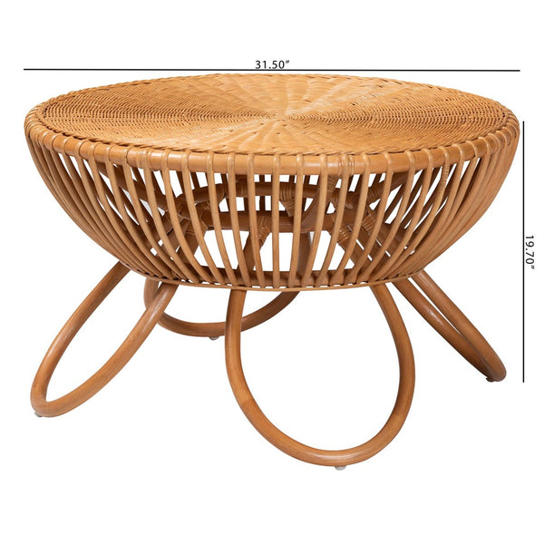 Baxton Studio bali Bali Natural Rattan Coffee Table - Handcrafted Boho Accent with Splayed Legs, Sustainable Charm Abel-Light Honey Rattan Coffee Table