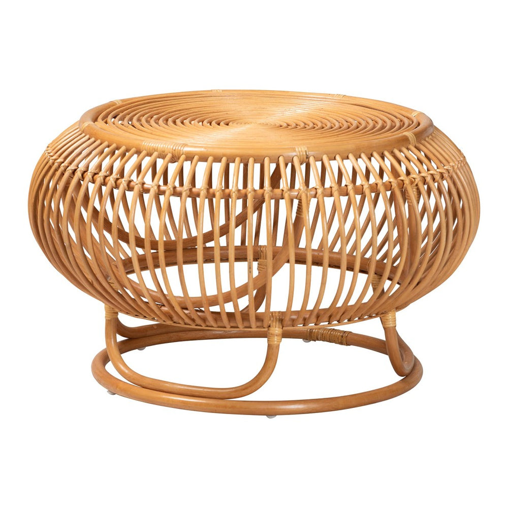 Baxton Studio bali Adeola Handcrafted Rattan Coffee Table - Coastal Boho Lantern Design for Living Room Charm Adeola-Light Honey Rattan Coffee Table