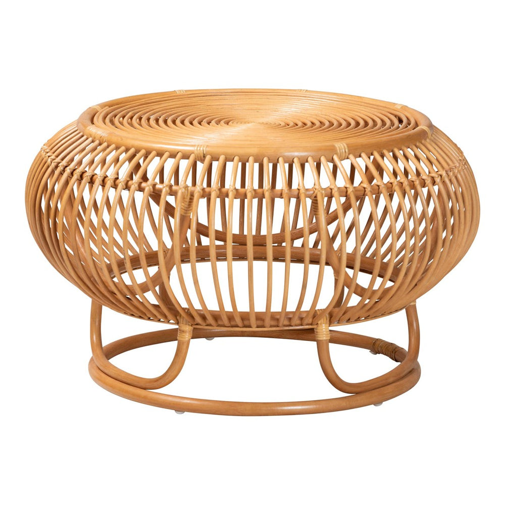 Baxton Studio bali Adeola Handcrafted Rattan Coffee Table - Coastal Boho Lantern Design for Living Room Charm Adeola-Light Honey Rattan Coffee Table