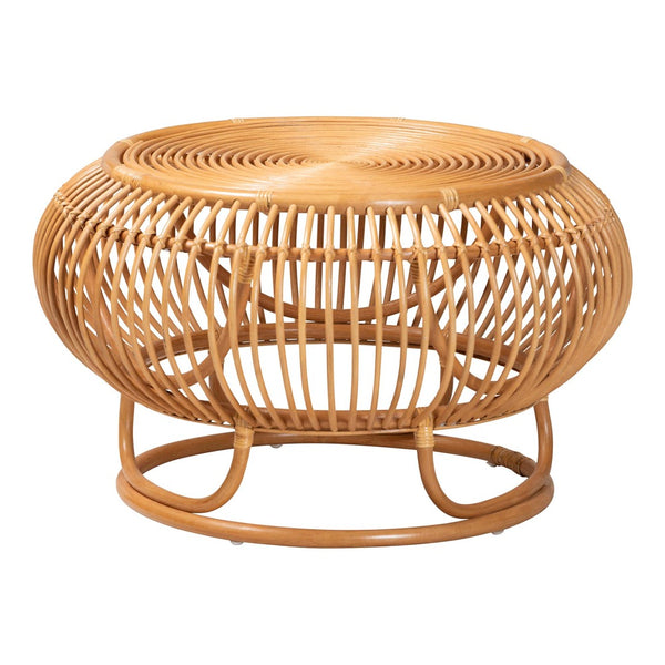 Baxton Studio bali Adeola Handcrafted Rattan Coffee Table - Coastal Boho Lantern Design for Living Room Charm Adeola-Light Honey Rattan Coffee Table