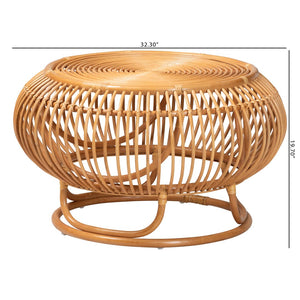 Baxton Studio bali Adeola Handcrafted Rattan Coffee Table - Coastal Boho Lantern Design for Living Room Charm Adeola-Light Honey Rattan Coffee Table