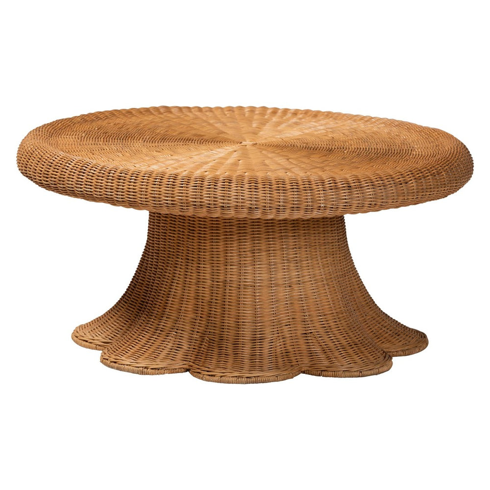 Baxton Studio bali Avalon Natural Rattan Round Coffee Table – Handcrafted Coastal Boho Accent for Living Spaces Avalon-Light Honey Wicker-Coffee Table
