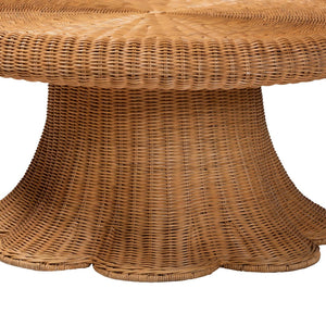 Baxton Studio bali Avalon Natural Rattan Round Coffee Table – Handcrafted Coastal Boho Accent for Living Spaces Avalon-Light Honey Wicker-Coffee Table