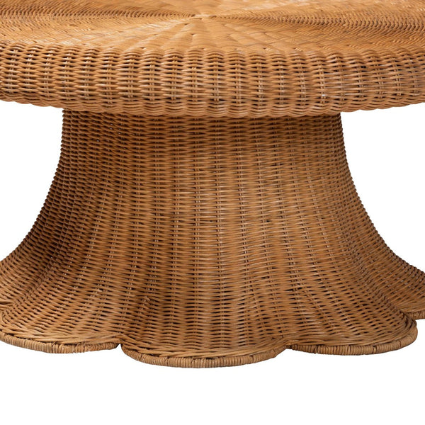 Baxton Studio bali Avalon Natural Rattan Round Coffee Table – Handcrafted Coastal Boho Accent for Living Spaces Avalon-Light Honey Wicker-Coffee Table