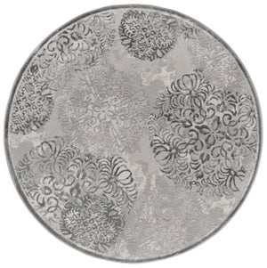 Unique Loom Aberdeen Chatsworth Machine Made Polka Dots Rug Gray, Ivory 5' 3" x 5' 3"