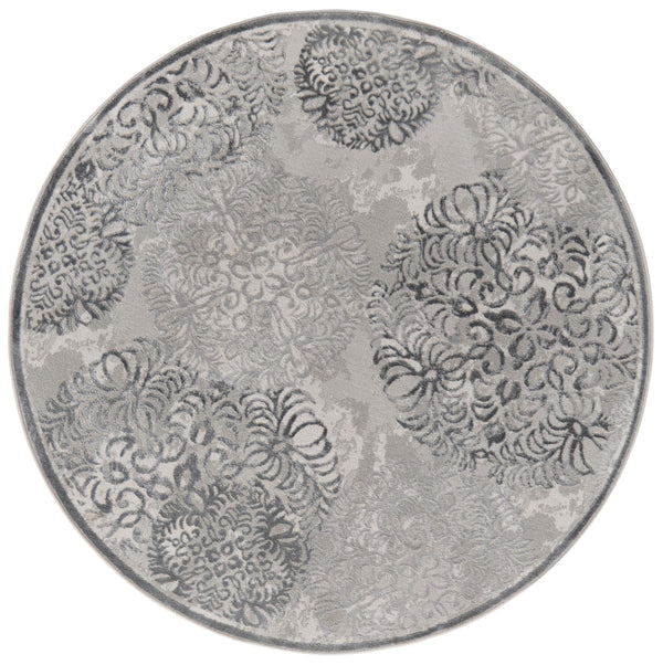 Unique Loom Aberdeen Chatsworth Machine Made Polka Dots Rug Gray, Ivory 5' 3" x 5' 3"