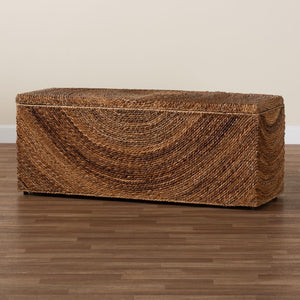 Baxton Studio bali Verino Handwoven Seagrass Storage Bench - Rustic Wicker Trunk for Entryway & Living Room Use Verino-Natural Seagrass Bench