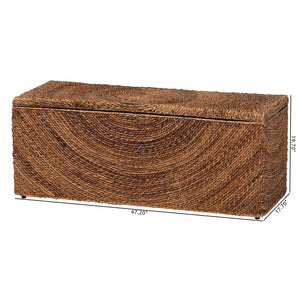 Baxton Studio bali Verino Handwoven Seagrass Storage Bench - Rustic Wicker Trunk for Entryway & Living Room Use Verino-Natural Seagrass Bench