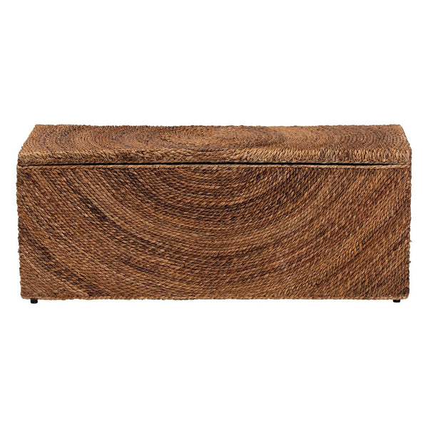 Baxton Studio bali Verino Handwoven Seagrass Storage Bench - Rustic Wicker Trunk for Entryway & Living Room Use Verino-Natural Seagrass Bench