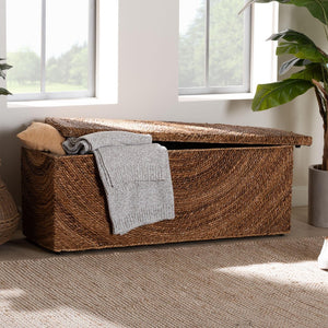 Baxton Studio bali Verino Handwoven Seagrass Storage Bench - Rustic Wicker Trunk for Entryway & Living Room Use Verino-Natural Seagrass Bench