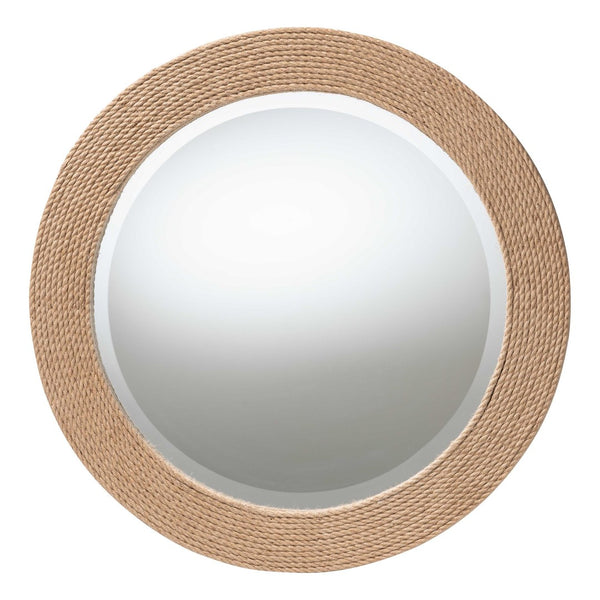 Baxton Studio bali Nieva Round Woven Rope Mirror - Coastal Farmhouse Decor with Jute Accents for Home Elegance F247-FT3-Mirror