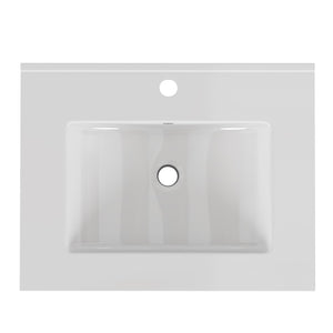 English Elm 24-inch Ceramic Undermount Bathroom Sink Gloss White Glaze with Pre-drilled Faucet Opening W3151P264908
