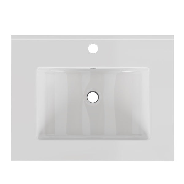 English Elm 24-inch Ceramic Undermount Bathroom Sink Gloss White Glaze with Pre-drilled Faucet Opening W3151P264908