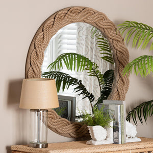 Baxton Studio bali Romana Braided Rope Mirror - Coastal Chic Decor with Jute Accents for Farmhouse & Boho Spaces F247-FT4-Mirror