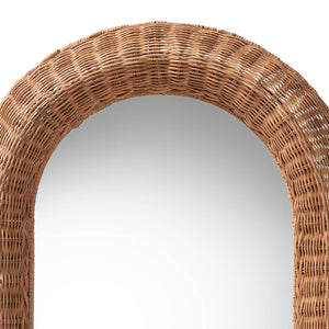 Baxton Studio bali Brisia Handwoven Rattan Wall Mirror - Bohemian Wicker Decor for Entryway, Living Room, Bedroom Arched F247-FT6-Mirror