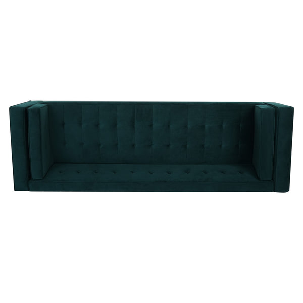 English Elm Christopher Knight Home® - 3-Seater Elegant Tufted Velvet Sofa with Solid Eucalyptus Frame, High-Density Foam Cushions and Dark Wood Legs Frosty Green N765P165496