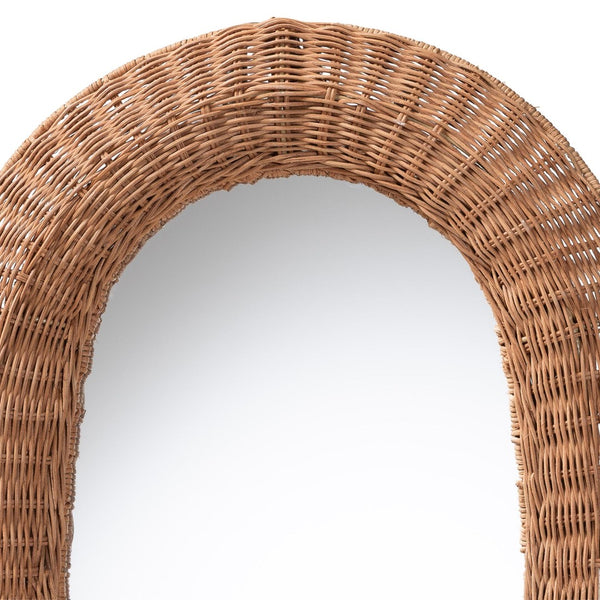 Baxton Studio bali Brisia Handwoven Rattan Wall Mirror - Bohemian Wicker Decor for Entryway, Living Room, Bedroom Oval F247-FT7-Mirror