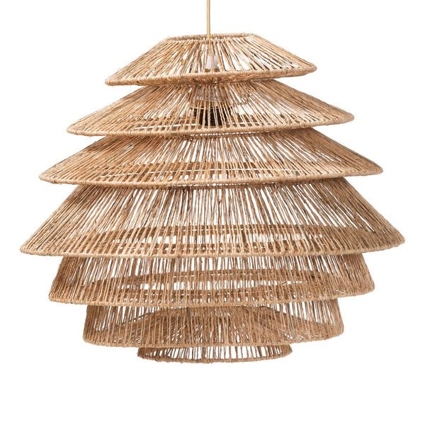 Baxton Studio bali Kaede Handwoven Jute Pendant Lampshade - Coastal Boho Light Cover with Unique Tiered Design F247-FT9-Lamp Shade