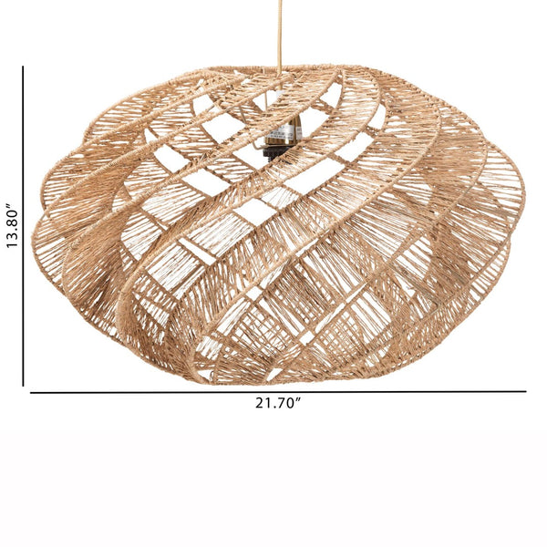 Baxton Studio bali Enola Handwoven Jute Pendant Lampshade - Boho Chic Light Cover for Cozy Coastal Interiors F247-FT10-Lamp Shade