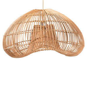 Baxton Studio bali Hansa Natural Rattan Pendant Lampshade - Handcrafted Coastal Dome Light for Boho Décor Charm F247-FT11-Lamp Shade