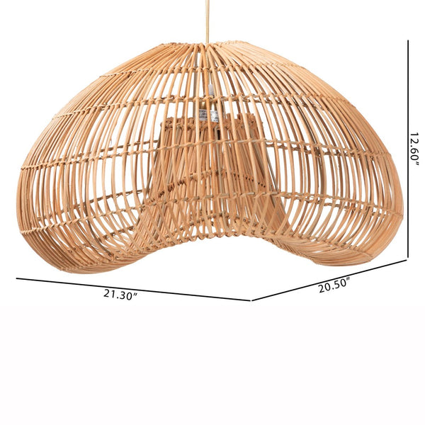 Baxton Studio bali Hansa Natural Rattan Pendant Lampshade - Handcrafted Coastal Dome Light for Boho Décor Charm F247-FT11-Lamp Shade