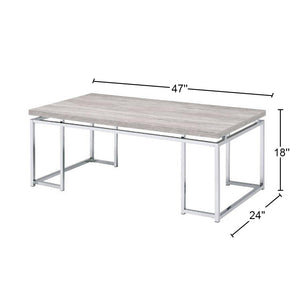 English Elm Rectangular Modern Coffee Table with Sleek Metal Sled Base, Wood Top for Chic Living Room Style Chrome,Natural,Oak B016P314010